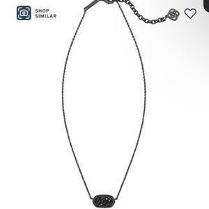Kendra Scott ELISA Gunmetal Pendant Necklace In Black Drusy